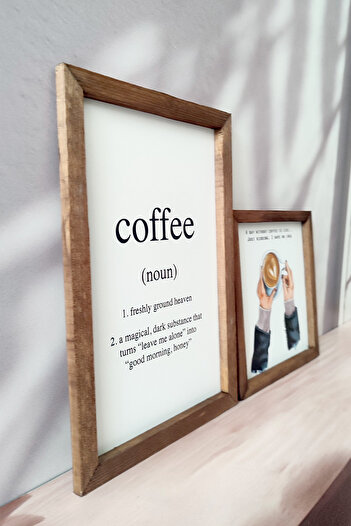 Wooden Factory Coffee Enerjisi Ahşap Çerçeveli Tablo Seti