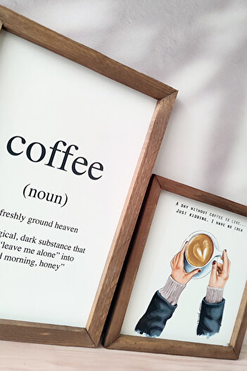 Wooden Factory Coffee Enerjisi Ahşap Çerçeveli Tablo Seti