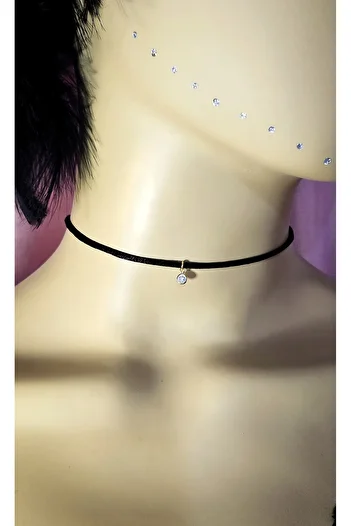 WONDER TOUCH Choker tiny stone necklace, minimal choker with zircon stone, chocker, bright string choker