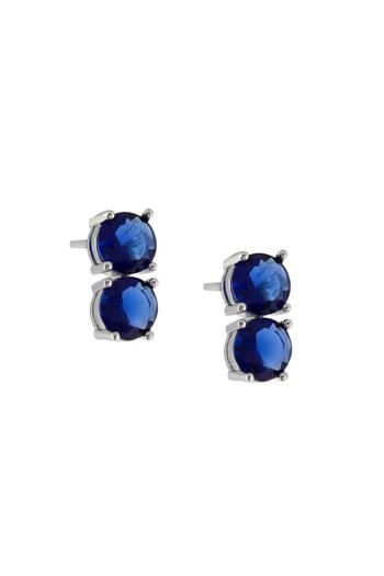 Merano Design 6mm Lacivert Çift Taşlı Küpe