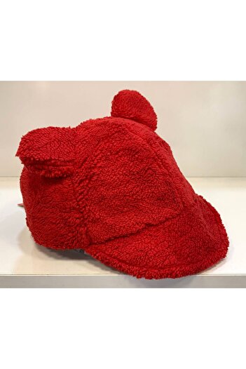 Kitti ARICI STORE 1-4 YAŞ ÇOCUK PELUŞ KIŞLIK KIRMIZI RENK ŞAPKA