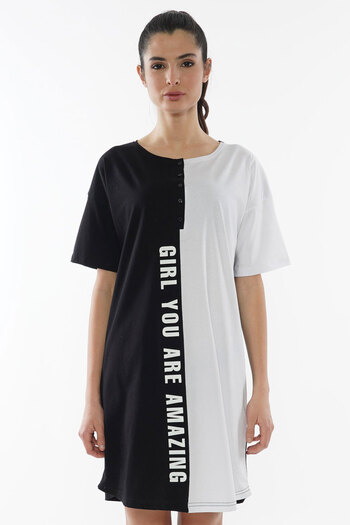 VİENETTA Cotton Off Shoulder Short Sleeve Piece Nightdress