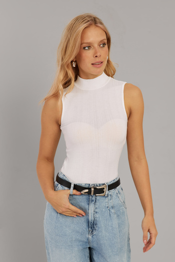Cool & Sexy Γυναικεία αμάνικη μπλούζα με κορδόνι LPP1261