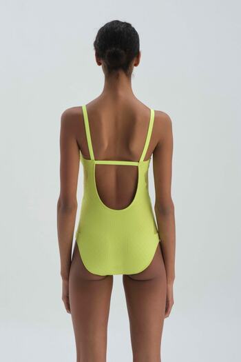 Dagi Pistachio U-Neck Covered Thin Straps Green Swimsuit