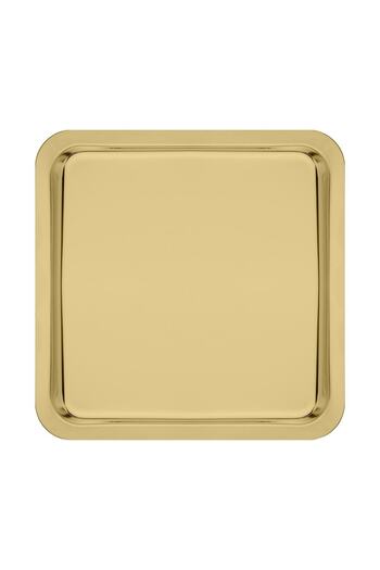 Kitchen Design Lab Paslanmaz Çelik Gold Renk Sunum Tepsisi 21 X21 Cm Çay Kahve Pasta Tatlı Servis Sunum Tepsisi 6 Adet