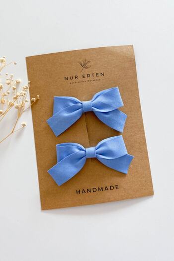 By Nur Erten Blue Bow Model Baby Kids 2-Piece Buckle Set