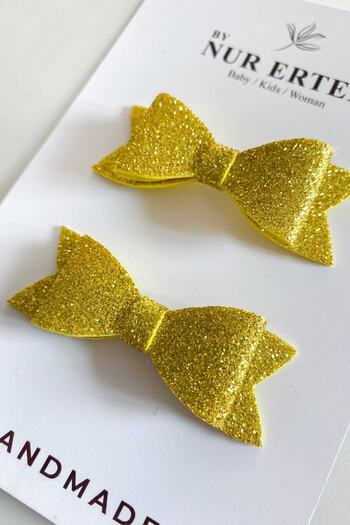 By Nur Erten Glittery Bow Glitter Sparkling Children's Buckle