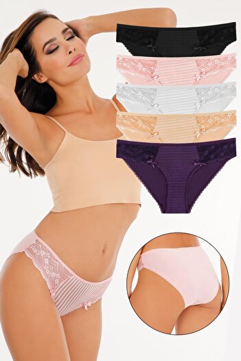 Sensu Set de 5 chiloți pentru femei Wide Fit - Tulle și Dantela - Kts2071