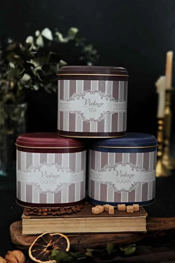 EVLE Erb07v5 Oval Metal Storage Container Set of 3 Elegance