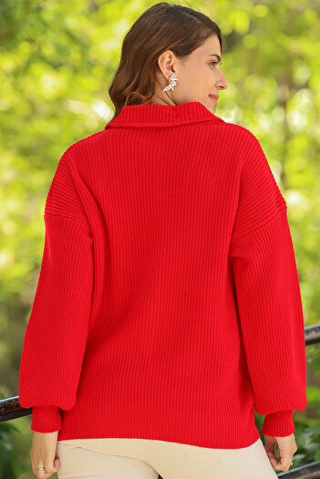 ALCHON V Polo Collar Thessaloniki Knit Long Sleeve Five Button Standard Size Winter Basic Knitwear Cardigan