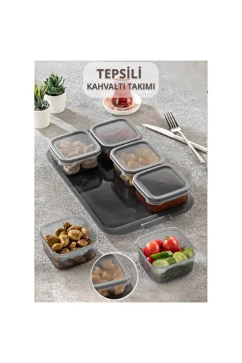 Asey Home Violet Trayed Breakfast Storage Container - 6-Piece Breakfast Set with Lid