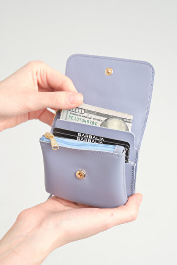 Garbalia Mini Best Small Baby Blue Women's Wallet with Handle, Card Holder and Zipper Compartment and Money Compartment