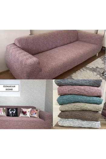 ÖZMAKAN Flexible Cotton 3 3 1 1 Jacquard - Stretch Elastic Sofa Cover Set
