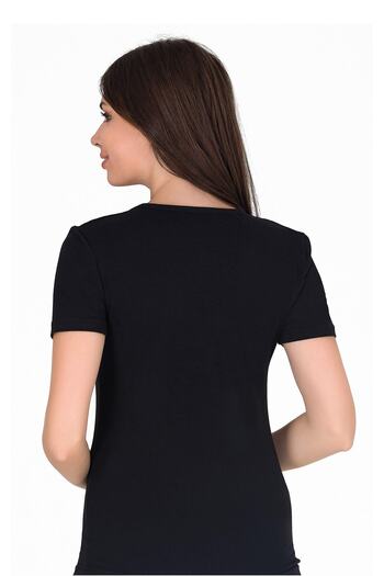 Sensu Women's V-Neck Basic T-Shirt Black Color Tsr1003