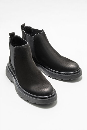Elle Shoes Siyah Deri Erkek Günlük Bot