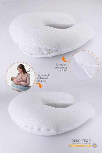 Umaybebek Breastfeeding Pillow Cushion, Cotton Fabric - Filled Pillow 60x60 Cm