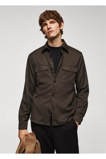 MANGO Man Regular Cut Shirt Jacket with Pockets