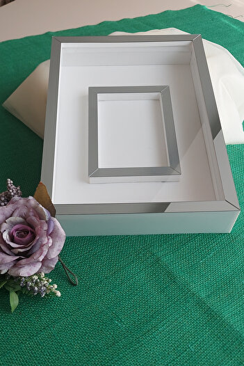 hobicehayaller 25x35 Cm Memory Frame with Photo Section!New Fashion Rose Boxes!Promise Engagement Flower Design!