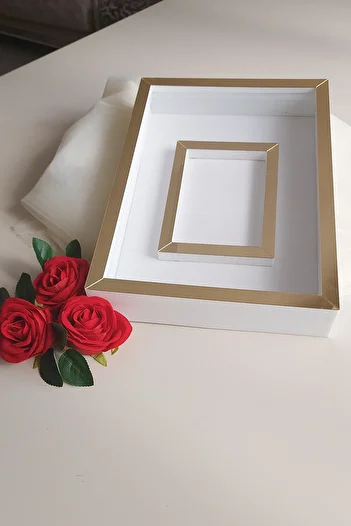 hobicehayaller 25x35 Cm Memory Frame with Photo Section!New Fashion Rose Boxes!Promise Engagement Flower Design!