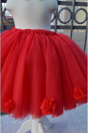 shopland Red Tutu Skirt and Crown Set with Flower Detail