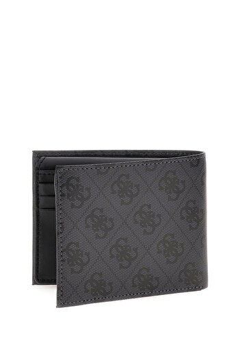 Guess Μαύρο ανδρικό δερμάτινο πορτοφόλι 2,5x9,5x12 cm BILLFORD W COIN PCKT - LEA24