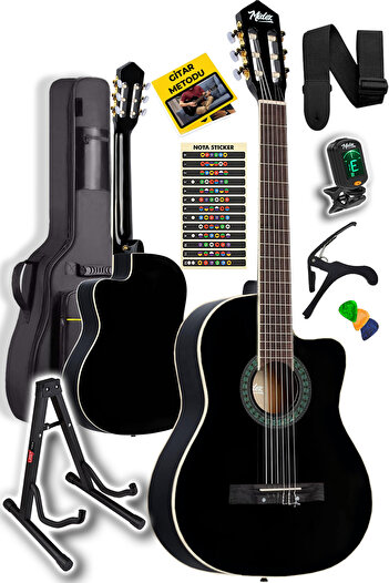 Midex Mgx-100bk-st Üst Seviye Klasik Gitar 4/4 Sap Ayarlı (ÇANTA STAND TUNER CAPO ASKI METOD PENA)