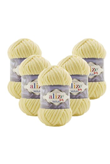 Alize Velluto 5-Piece 13 Light Yellow Hand Knitting Yarn