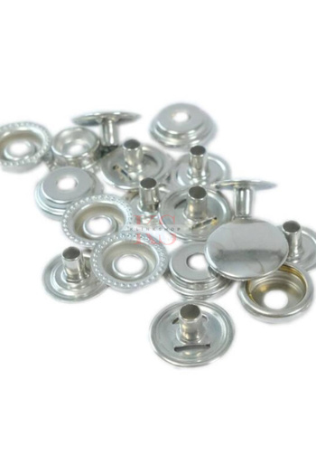 Klinkshop 15 mm Silver Snaps 50 Pieces Thick Coat Snaps - Stainless Brass (61 system) Snaps