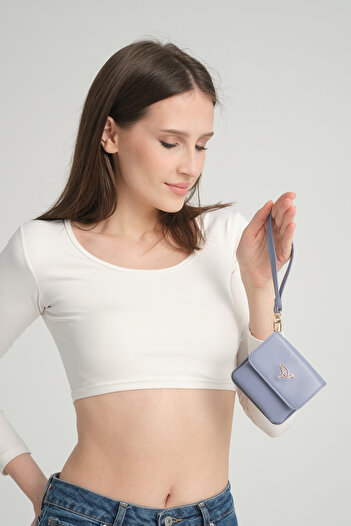 Garbalia Mini Best Small Baby Blue Women's Wallet with Handle, Card Holder and Zipper Compartment and Money Compartment