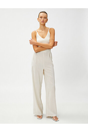 Koton Wide Leg Comfortable Trousers with Elastic Waist