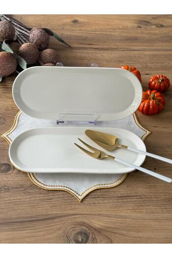 Meri Ev Gereçleri PORCELAIN OVAL PRESENTATION PLATE 2-PACK