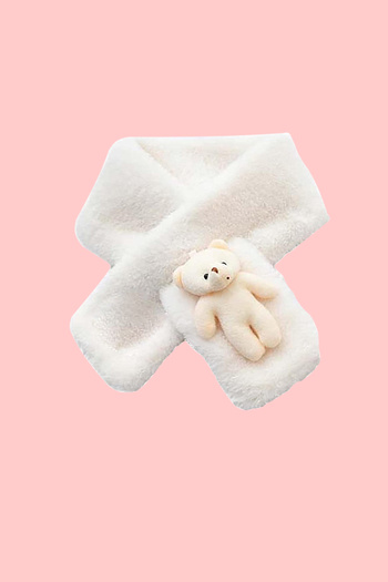 Nurnivus Huivi Teddy Bear Plush Scarf Camisole Windproof Girls' Welsoft Fleece Neck Collar Shawl 6-12 years old