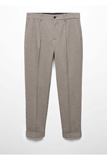 MANGO Man Παντελόνι με λεπτή εφαρμογή Micro Houndstooth με μοτίβο μαλλί