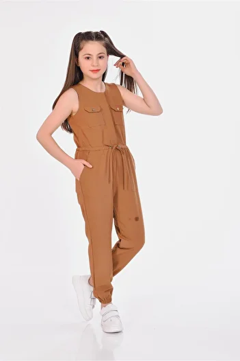 RAMON&ARTOS Girl's Jumpsuit with Buttoned Front Placket and Pockets