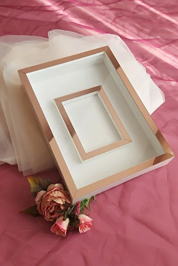 hobicehayaller 25x35 Cm Memory Frame with Photo Section!New Fashion Rose Boxes!Promise Engagement Flower Design!