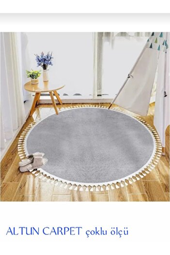 Altun 50*50 Gel Non-Slip Post Plush Carpet - Light Giri Pompom Fringed, Donut Size