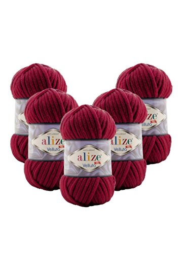 Alize Velluto 5-Piece 107 Cherry Hand Knitting Yarn