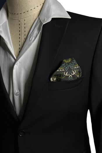 Kravatkolik Smoked Hand Stitched Italian Wool Pocket Handkerchief WL02