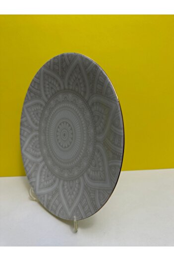 Kütahya Porselen 3 Different Model 27 Cm Serving Plates with Copper Gilded Edges