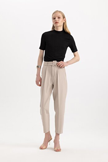 DeFacto Regular Fit Half Turtleneck Ribbed Camisole Short Sleeve T-Shirt B1177Ax24Sp