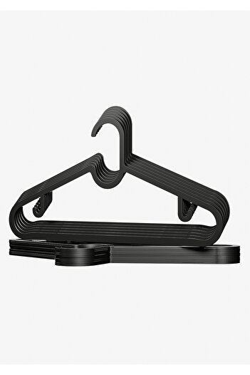 Çavdar Group Spruttig Black 10-Piece Clothes Hanger Plastic Hanger Clothes Trousers Skirt Hanger 10 Pieces Clothes Hanger