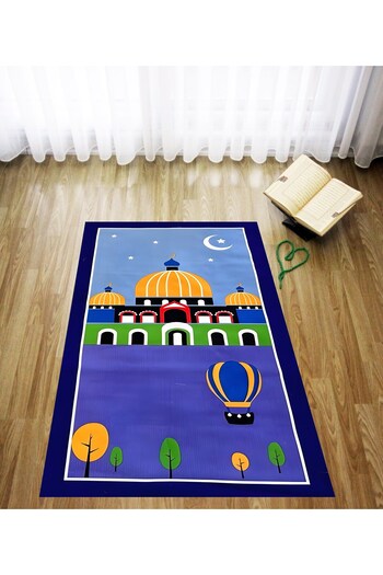 on the clouds Digital Printed Mosque Motif Velvet Textured Washable Non-Slip Base Children's Prayer Rug Prayer Rug