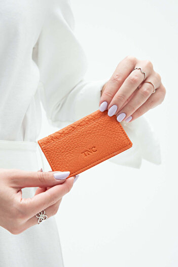 Tamer Tanca Men's Genuine Leather Orange Card Holder