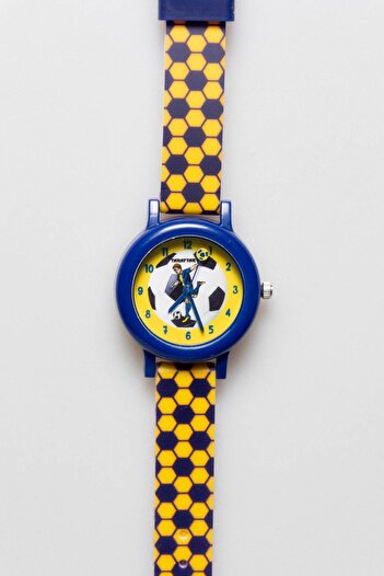 Coliseum FM ANALOG CHILDREN'S WRISTWATCH WITH SOCCER FIGURE YELLOW NAVY