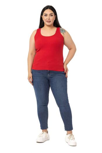 DISENTIS MODEST Large Size Strappy Ribbed Camisole Red Body