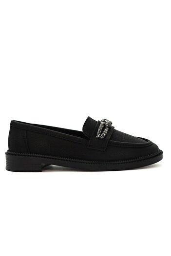 LETAO Women's Black Stoned Comfortable Ballerina Casual Shoes Alm11