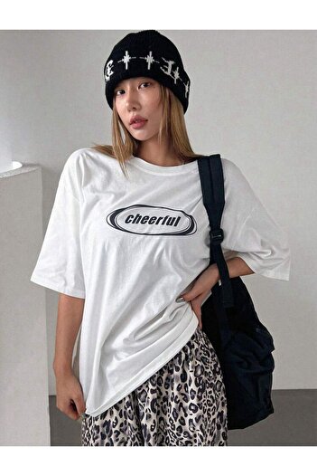 AFROGİYİM Unisex Cheerful Digital Printed Oversize T-shirt