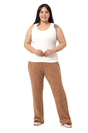 DISENTIS MODEST Large Size Strappy Ribbed Camisole Ecru Body