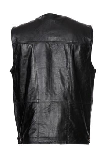 fubileather Genuine Leather Men's Black Vest - Multi-Pocket Hunter Model