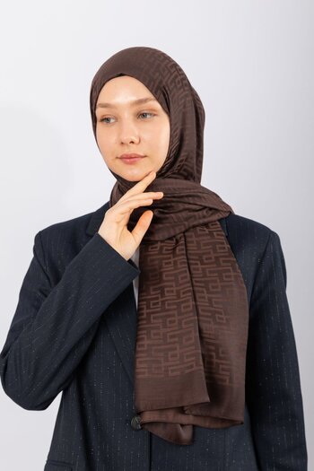 hijabchi Шовковий шарф Геометричний - Гіркий кави